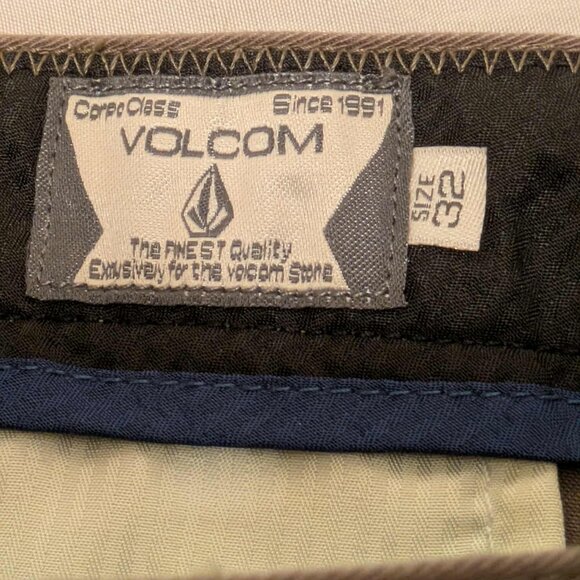 Volcom Shorts Mens 32 Grayish Green Lined Waist Cotton Blend Good Condition - Picture 6 of 14